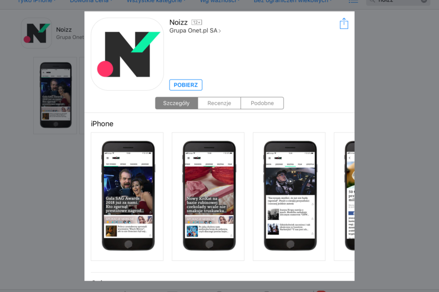 Grupa Onet z aplikacją mobilną Noizz