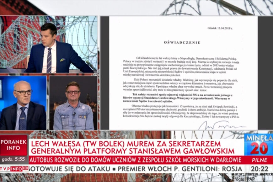 Wałęsa zapowiada pozew przeciwko TVP Info. „Żenujący poziom stacji, przesycony tanią propagandą”