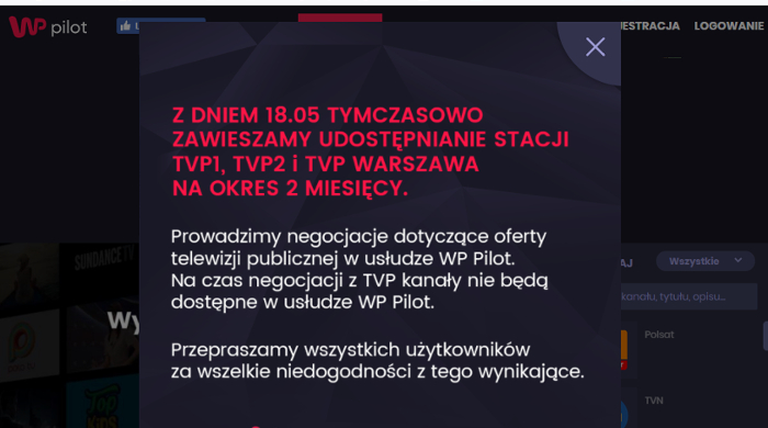 WP Pilot bez kanałów TVP. Trwają negocjacje