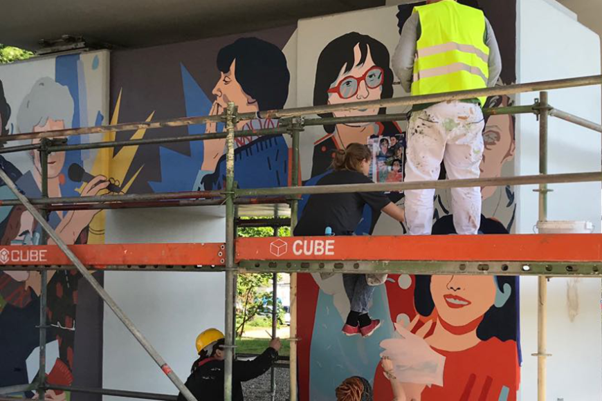 Mural z „Kobietami Wolności” w ramach akcji „Wysokich obcasów”