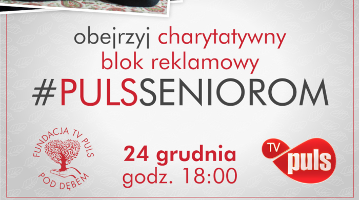 Charytatywny blok reklamowy #PulsSeniorom w Wigilię w TV Puls