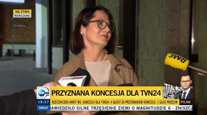 TVN24 z polską koncesją na nadawanie programu. Jest też uchwała KRRiT