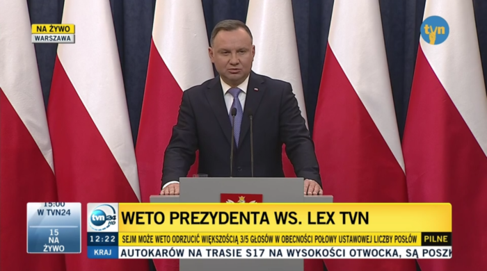 Prezydent Duda zawetował lex TVN