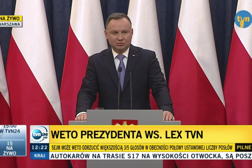 Prezydent Duda zawetował lex TVN
