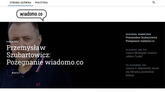 Koniec serwisu Wiadomo.co. Szubartowicz: Czas potańczyć solo