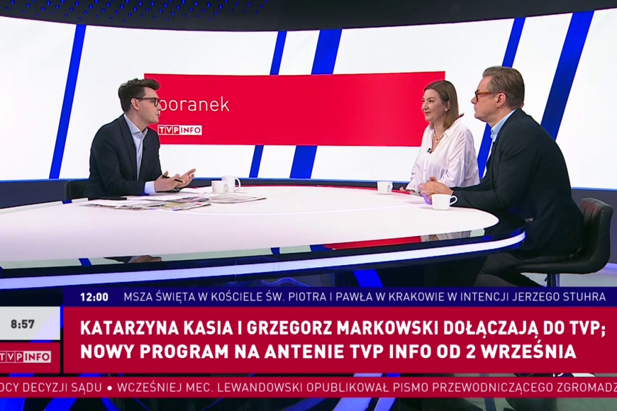Katarzyna Kasia i Grzegorz Markowski z TVN24 do TVP Info. Poprowadzą program od 2 września