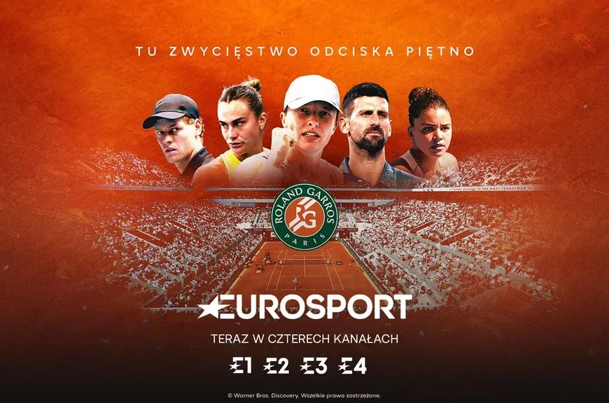 Eurosport pokaże turniej Roland Garros w czterech kanałach, Playerze i HBO Max