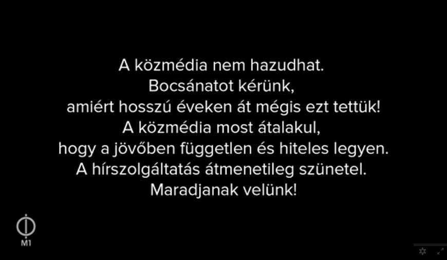 Węgierska telewizja publiczna bez programów informacyjnych. Kanał M1 tymczasowo tylko z filmami